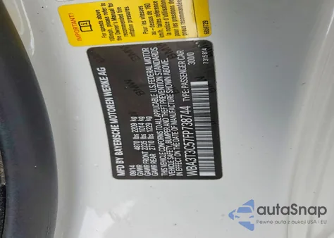 2015 BMW 435 I z USA, uszkodzony, nr VIN WBA3T3C57FP738744